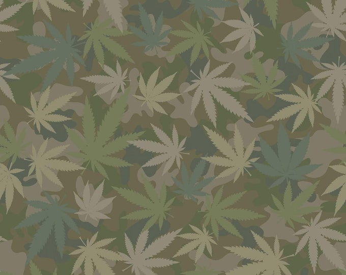Dear Stella Grass Flying High Weed Green Premium Quality 100% Cotton Fabric (M1XX)
