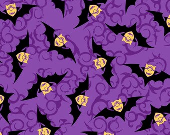 Quilting Treasures Despicable Me Minions Halloween Bats Bit Me Purple Premium Quality 100% Cotton Fabric (M34)