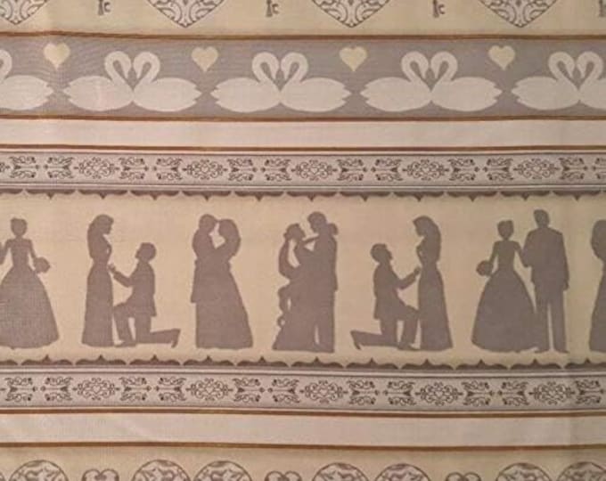 Quilting Treasures I Do Wedding Swans Brown Premium Quality 100% Cotton Fabric (QT1)