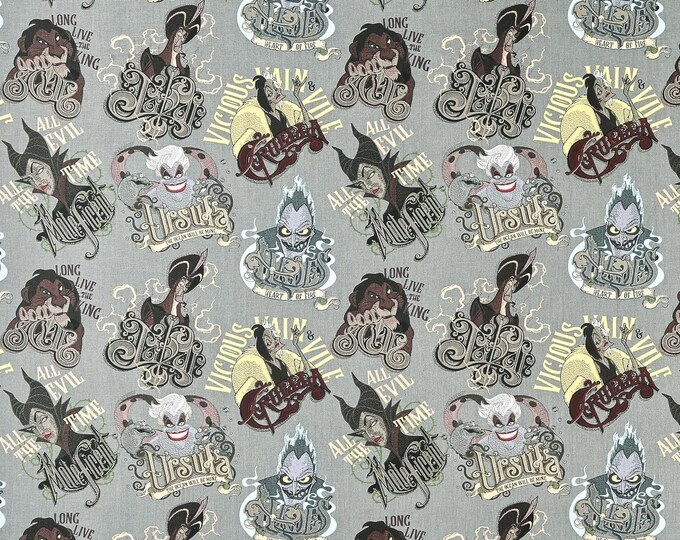Springs Creative Disney Villains F21 Plus Villains Chalk Multi Premium Quality 100% Cotton Fabric (SC99XX)