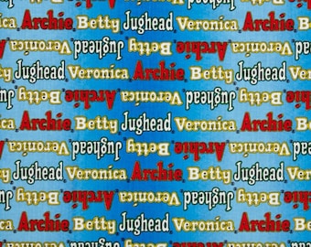 Camelot Fabrics Archie Comics Logo Names Blue Fabric Premium Quality 100% Cotton Fabric (CA109)