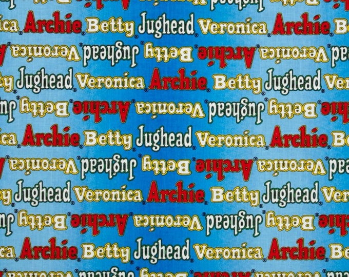 Camelot Fabrics Archie Comics Logo Names Blue Fabric Premium Quality 100% Cotton Fabric (CA109)