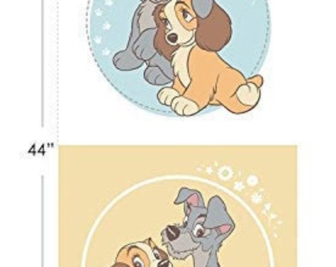 Disney Lady And The Tramp Fabric 18" Panel Camelot 100% Cotton fabric by the panel  (CA774)