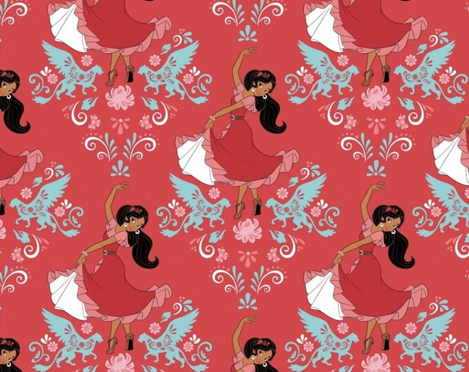 Camelot Fabrics Disney Elena of Avalor Dance Ruby Premium Quality 100% Cotton Fabric (CA125)