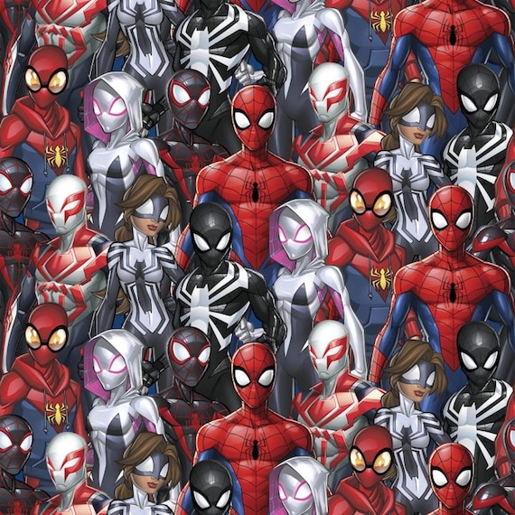 100% Cotton Fabric Marvel's Spiderman - Multi Version Characters Print/45  Wide 