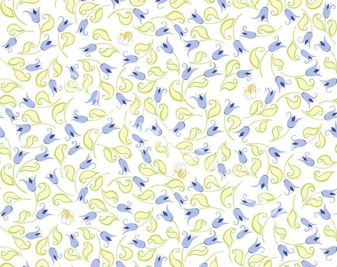 Susybee Purple Violet Tulips with Bees Premium Quality 100% Cotton Fabric (SB99A)