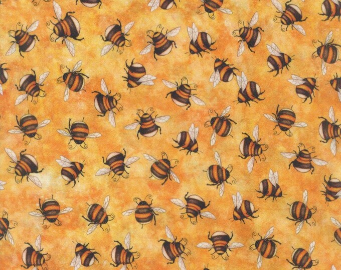 Quilting Treasures Digital Always Face Sunshine Bees, Butterscotch Premium Quality 100% Cotton Fabric (QT387XX)