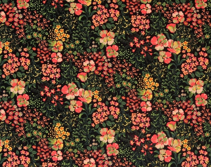 Camelot Fabrics Laura Ashley The Gosford Park Heather Garden Black Premium Quality 100% Cotton Fabric (CA1209)