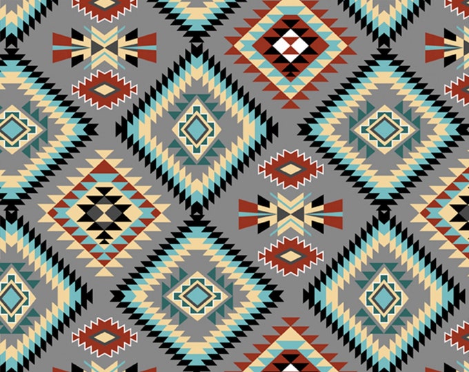 David Textiles Native American Themed Raindance Argye Gray Premium Quality 100% Cotton Fabric by The Yard. (DA19XX)
