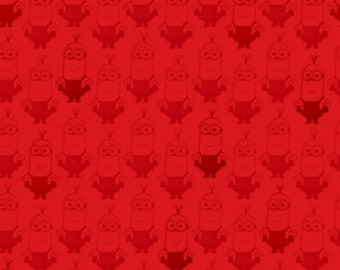 Quilting Treasures Minions British Invasion Kevin Tonal Red Premium Quality 100% Cotton Fabric (QT465)