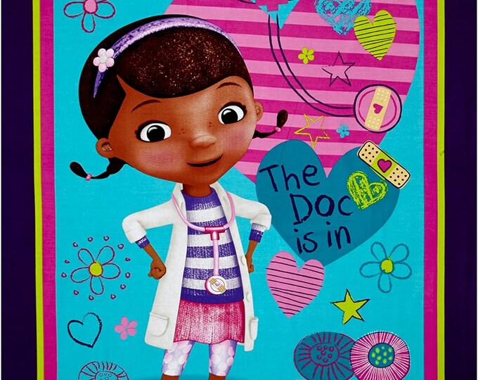 Springs Creative Disney Doc McStuffins The Doc is in 36 In. Panel Multi 100% Cotton Sold by The Panel. (SC656)