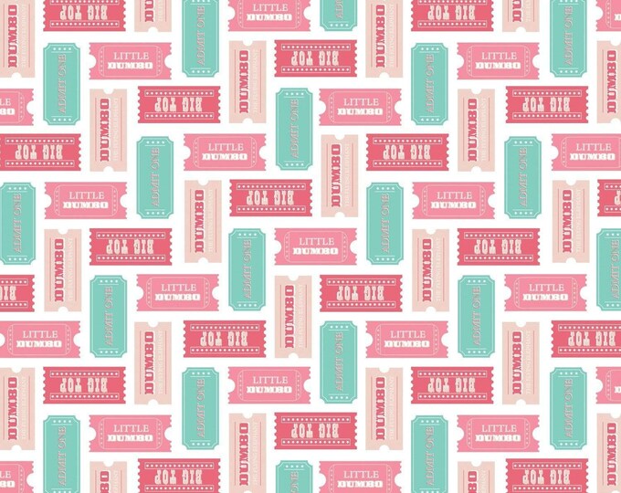 Camelot Fabrics Disney Dumbo in The Circus, Circus Tickets Pink Premium Quality 100% Cotton Fabric (CA1126KK)