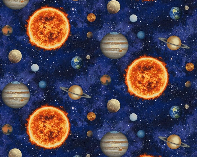Studio E Fabrics Planetary Missions Solar System Multicolor Premium Quality 100% Cotton Fabric (M16XX)