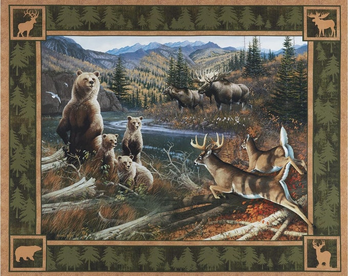Springs Creative Wild Wings Northern Rim 36" Panel Green Premium Quality 100% Cotton Fabric by The Panel. (SC90XX)