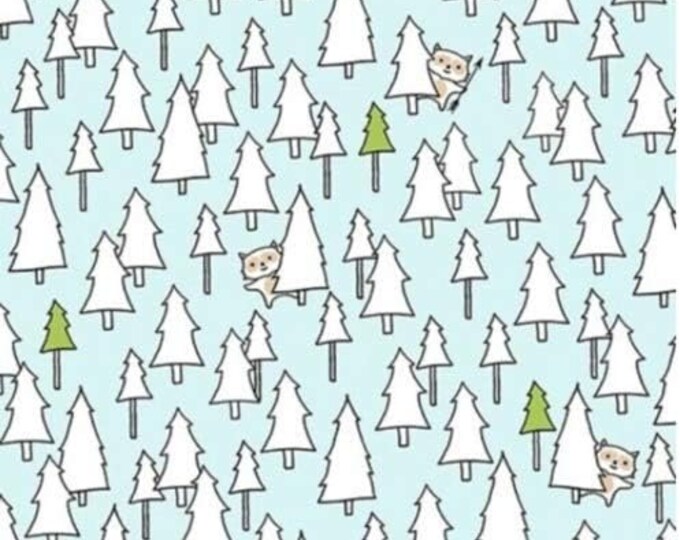 Quilting Treasures Camp S'More Animal Trees White Blue Premium Quality 100% Cotton Fabric (QT660)