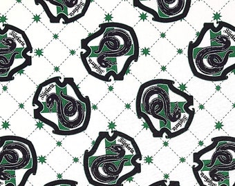 Camelot Fabrics Wizarding World Slytherin House Pride in White Premium Quality 100% Cotton Fabric (CA1320KK)
