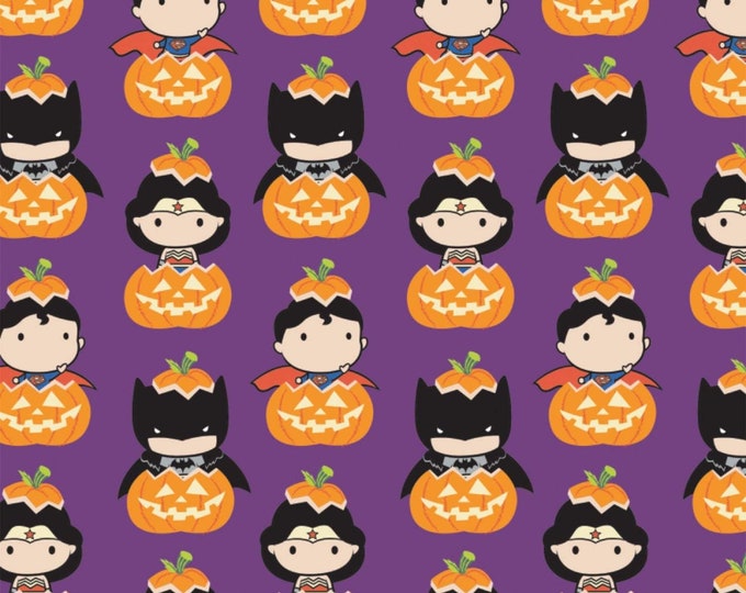 Camelot Fabrics DC Comics Character Halloween Kawaii Characters Purple Premium Quality 100% Cotton Fabric (CA1368KK)