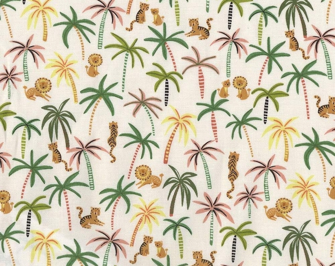 Dear Stella Lion Around Lions White 100% Cotton Fabric (TT45BB)