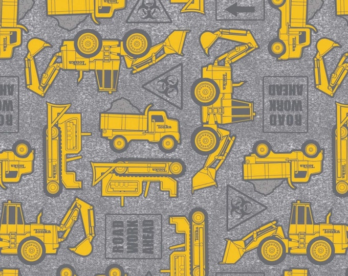 Camelot Fabrics Tonka Road Work Ahead Yellow Premium Quality 100% Cotton Fabric (CA1398KK)