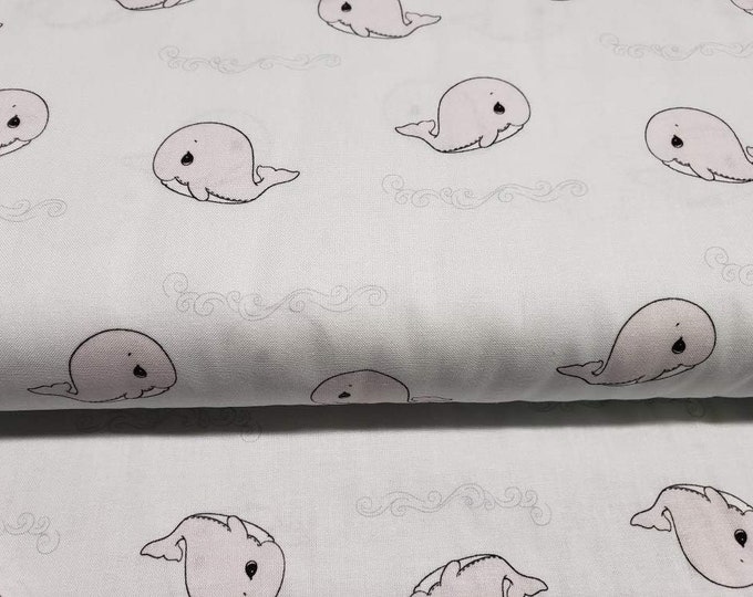 Springs Creative Precious Moments Whale Love Premium Quality 100% Cotton Fabric (SC648CC)