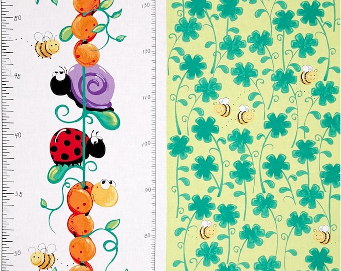 Susybee Leif the Caterpillar 30x43In. Growth Chart Panel Premium Quality 100% Cotton Fabric sold by the panel (SB92)
