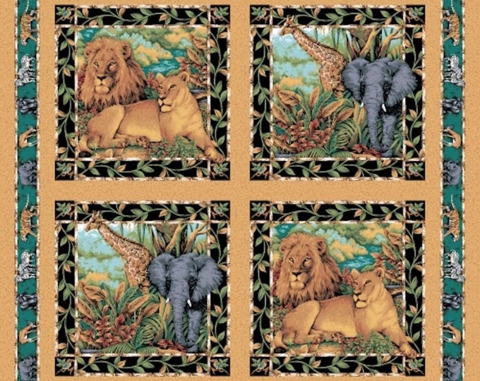 Springs Creative Marshall Dry Goods Wildlife Out of Africa Pillow 35" Panel 100% Cotton Sold by The Panel. (SC1045)