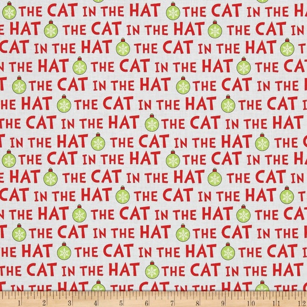 Robert Kaufman Cat in The Hat Christmas Words, Holiday Premium Quality 100% Cotton Fabric (RK324)