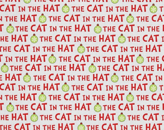 Robert Kaufman Cat in The Hat Christmas Words, Holiday Premium Quality 100% Cotton Fabric (RK324)