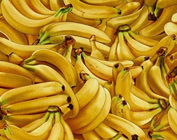 Elizabeth's Studio Food Festival Packed Bananas Yellow Premium Quality 100% Cotton Fabric (ES143)