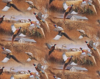Springs Creative Wild Wings Crested Ringneck Scenic Brown Premium Quality 100% Cotton Fabric (SC59XX)