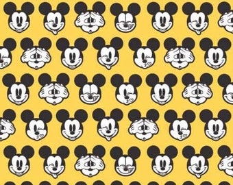 Camelot Fabrics Disney Mickey Expressions Yellow Premium Quality 100% Cotton Fabric (CA203KK)