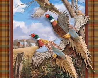 Wild Wings Crested Ringneck Wall Panel by Springs Creative 100% Cotton Fabric SC720BB