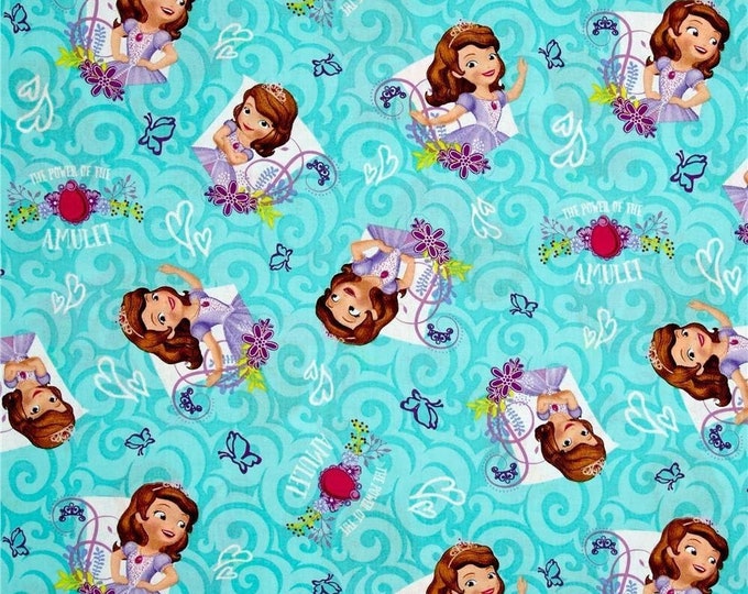 Springs Creative Disney Sofia Power of The Amulet Teal Premium Quality 100% Cotton Fabric (SC103)
