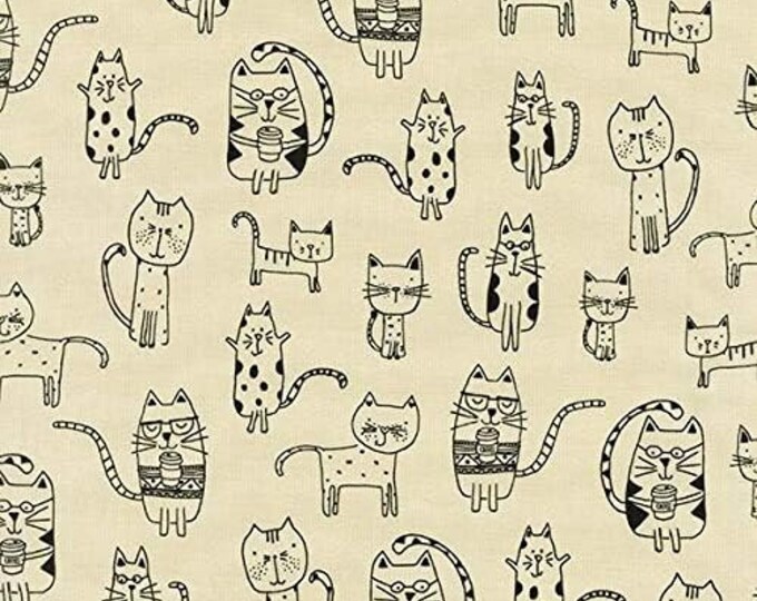 Robert Kaufman Whiskers & Tails Natural Various Cats Premium Quality 100% Cotton Fabric (RK296KK)