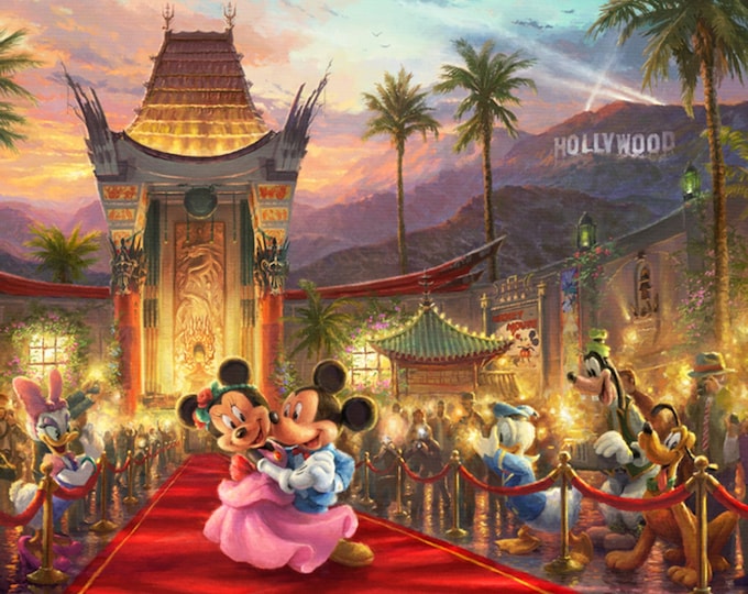 David Textiles Disney Dreams Mickey & Minnie Mouse in Hollywood Digital 35" Panel Premium Quality 100% Cotton Fabric by The Panel. (DA37XX)
