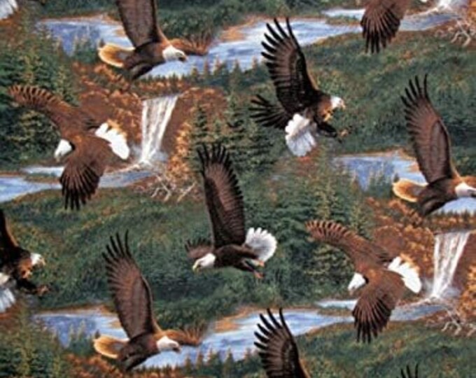 Springs Creative 36" Panel Multi Eagle Bird Scenic Somerset Point" Premium Quality 100% Cotton Fabric by The Panel. (SC138XX)