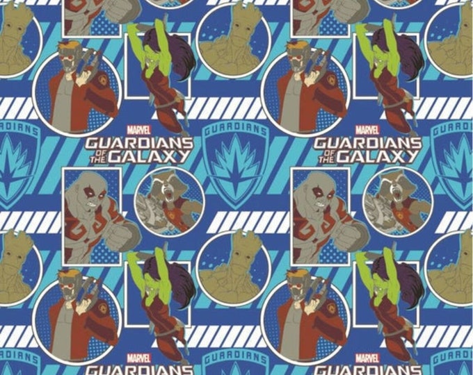 Camelot Fabrics Marvel Comics Guardians of The Galaxy Blue Premium Quality 100% Cotton Fabric (CA274)