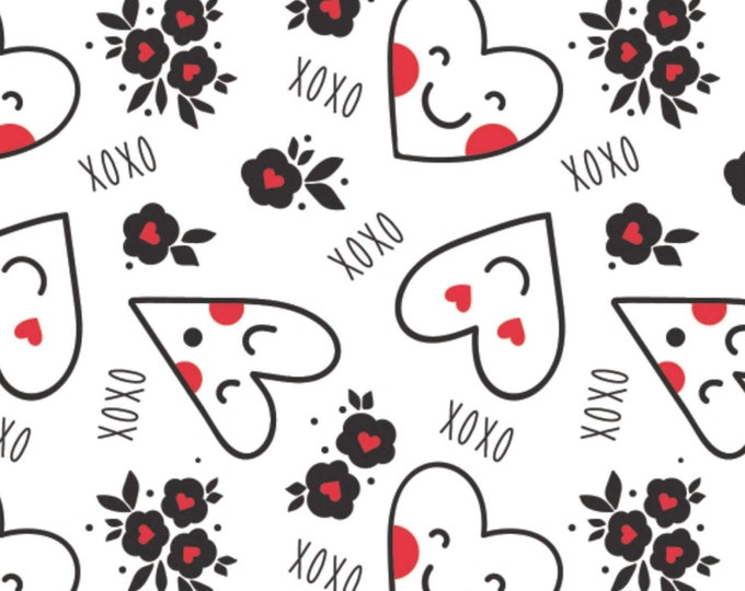 Camelot Fabrics Personified Hearts White/Red Premium Quality 100% Cotton Fabric (CA1408KK)