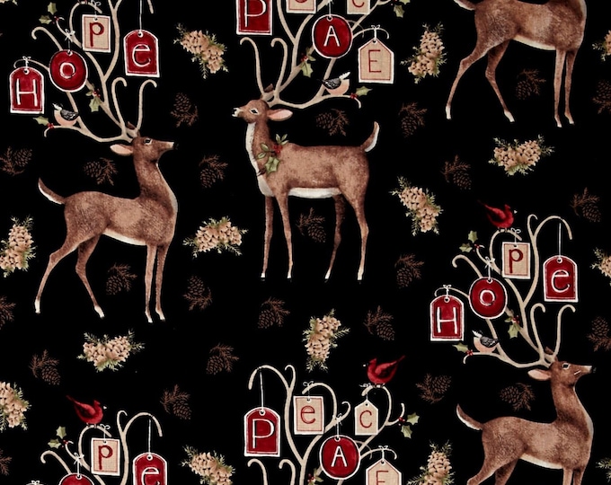 Springs Creative Susan Winget Peace Deer Scene Multi Premium Quality 100% Cotton Fabric (SC480)