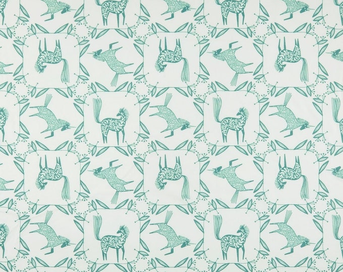 Camelot Fabrics Skogen Horse Frames in Light Green Premium Quality 100% Cotton Fabric (CA1161)