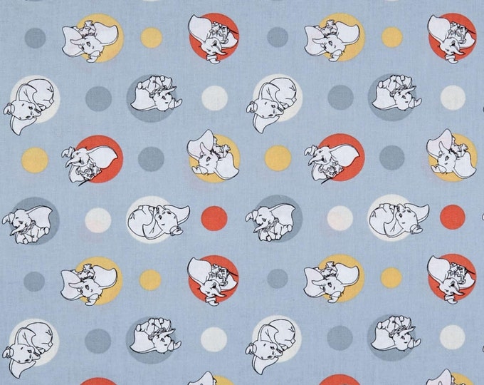 Springs Creative Disney Classics Dumbo Polka Dots Grey Premium Quality 100% Cotton Fabric (SC1247)