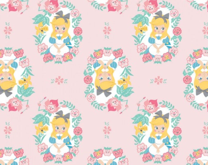Camelot Fabrics Disney Alice in Wonderland is She a Wildflower Light Pink Premium Quality 100% Cotton Fabric (CA1443KK)