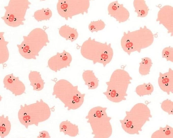 Timeless Treasures Cute Farm Animals Pigs White Premium Quality 100% Cotton Fabric (TT1132KK)