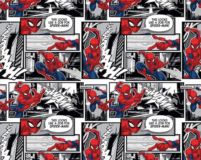 Springs Creative Marvel Avengers Spider-Man Comic Panels Black/White Premium Quality 100% Cotton Fabric (SC1562KK)