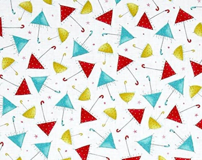 Quilting Treasures Santoro Gift of Friendship Umbrellas White Premium Quality 100% Cotton Fabric (QT1166KK)
