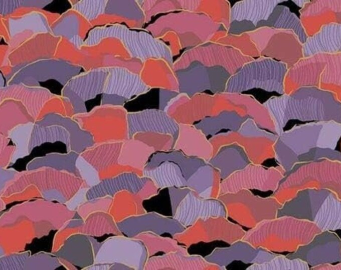 Quilting Treasures Bellisima Floral Poppies Petals Black Premium Quality 100% Cotton Fabric (QT559AA)