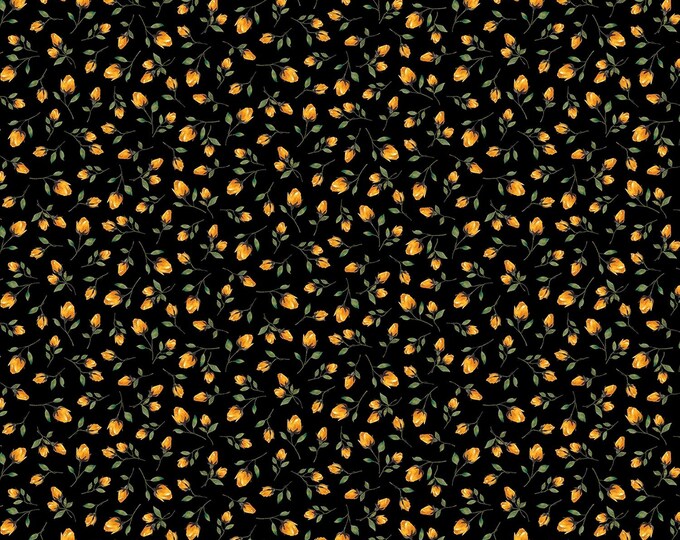 Quilting Treasures  Danielle Rose Buds Black Premium Quality 100% Cotton Fabric (QT890)