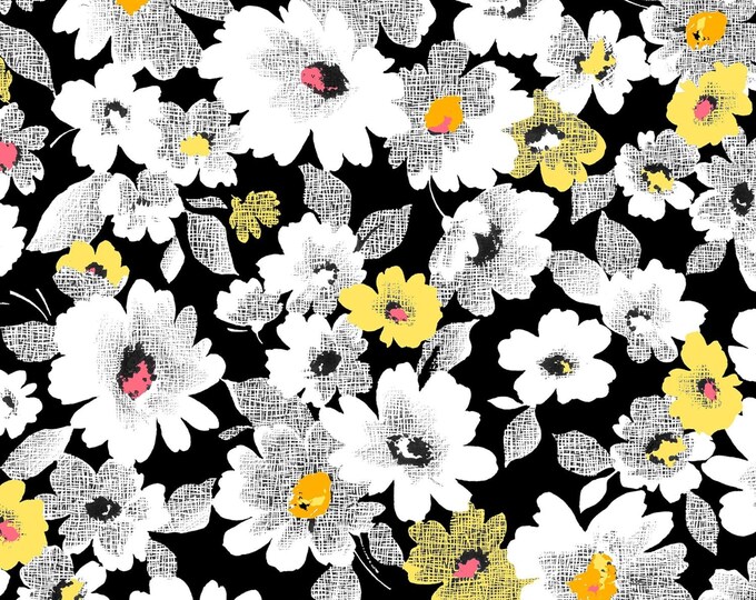 Quilting Treasures Nadine Packed Floral Black Premium Quality 100% Cotton Fabric (QT1192KK)