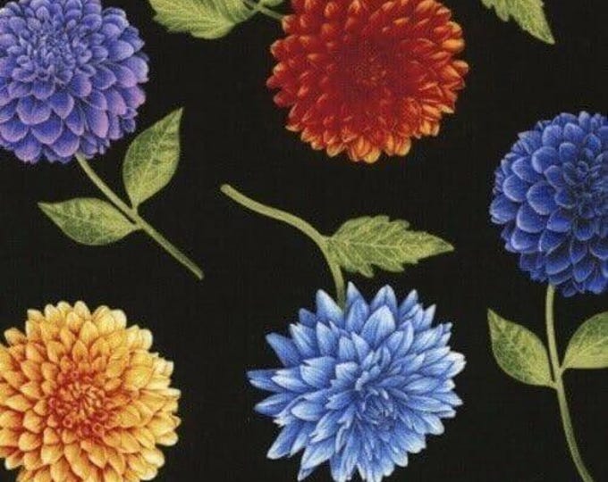 Timeless Treasures Petal Party Tossed Flowers Black Premium Quality 100% Cotton Fabric (TT83)