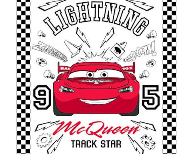 Disney Panel Pixar Coloring Collection Cars Color Me 35" Panel Camelot 100% Cotton fabric by the panel  (CA885)
